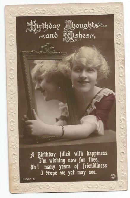 Greetings Birthday Vintage Postcard Genuine Real Photo Bromide