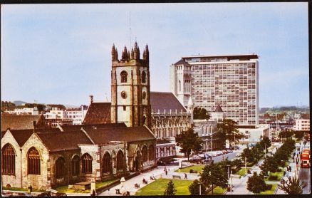 Plymouth Devon Postcard St. Andrew's Church Guildhall Vintage 1966