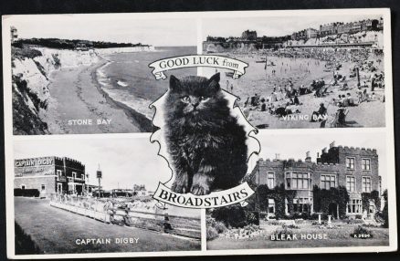 Broadstairs Kent Postcard Real Photo Lucky Black Cat Series