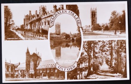 Oxford Postcard Magdalen College Addisons Walk Founder's Tower Real Photo