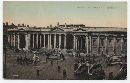 Dublin Postcard Bank Of Ireland Trams