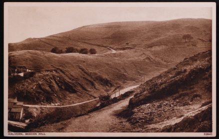 Malvern Beacon Hill Postcard Sepia Vintage View