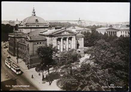 Oslo Nationaltheatret Trams  Postcard