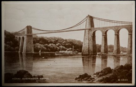 Menai Bridge Steamship Wales Postcard