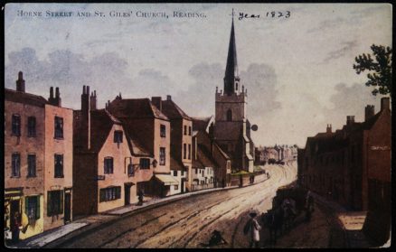 Reading Berkshire Postcard Vintage  1904 Horne Street St. Giles Church