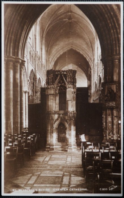 Chester Cathedral St.Werbergh's Shrine Postcard