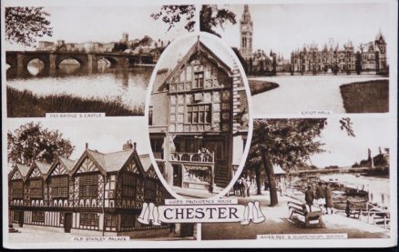 Chester Postcard  Dee Bridge Eaton Hall Stanley Palace Suspension Bridge