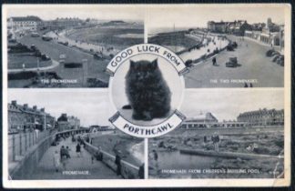 Porthcawl Postcard Lucky Black Cat 1959