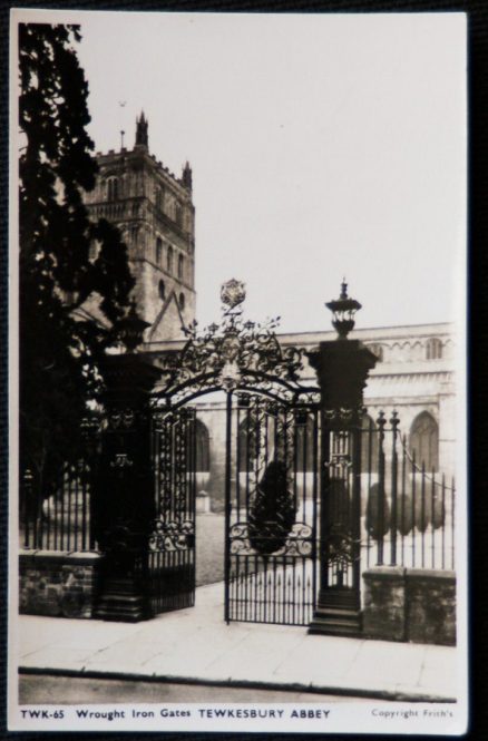 Tewkesbury Abbey Postcard Real Photo Wrought Iron Gates