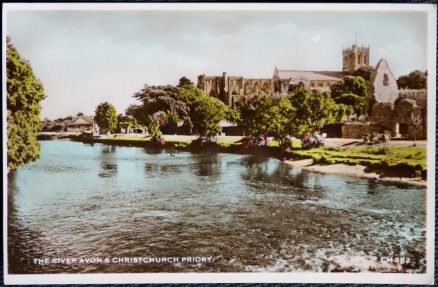 Christchurch Priory River Avon Postcard Real Photo