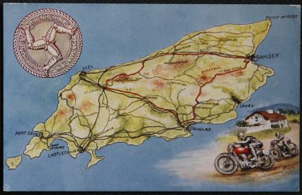 Map Isle Of Man Postcard TT Races