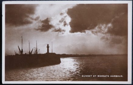 Margate Habour Postcard Kent Real Photo Sunset