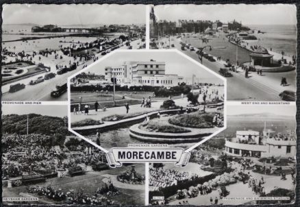 Morecambe Postcard Heysham Gardens Multiview Real Photo 1956