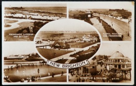 New Brighton Postcard Vintage Multiview Cameo Inset Real Photo