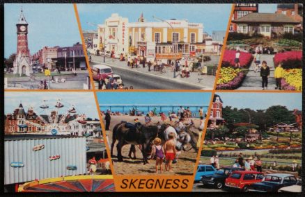 Skegness Postcard Lincs Vista Walk Pullover Gardens Donkeys Clock Tower