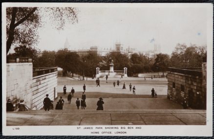 London St. James' Park Big Ben Home Office Real Photo Bromide Postcard 1938