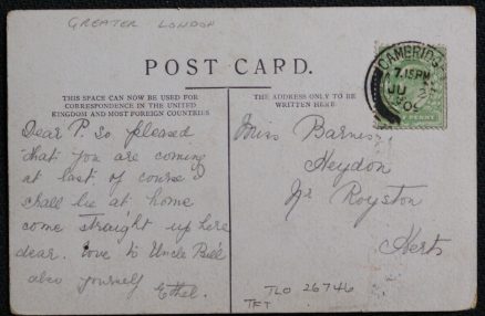 Surbiton Vintage 1909 Postcard Parkers Ferry - Image 2