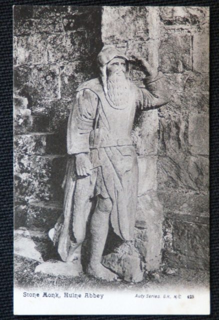 Hulne Abbey Postcard Stone Monk Vintage View