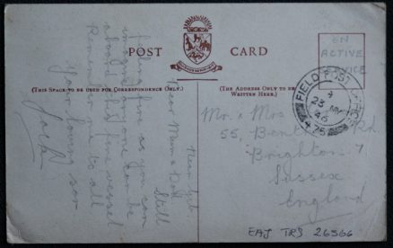 Ship Postcard Franking Impression Shows "Field Post Office" On Active Service - Image 2