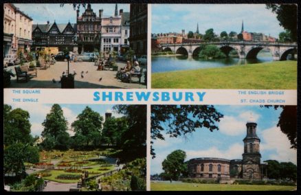 Shrewsbury Postcard Shropshire The Dingle English Bridge St. Chads Church 1966