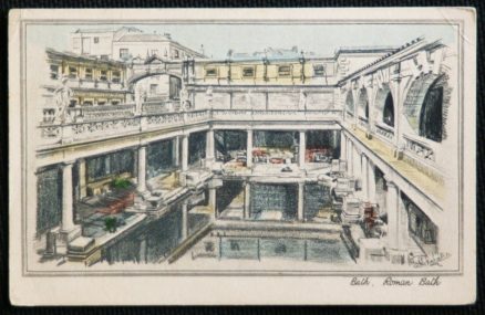 Bath Somerset Roman Bath Postcard Vintage 1944