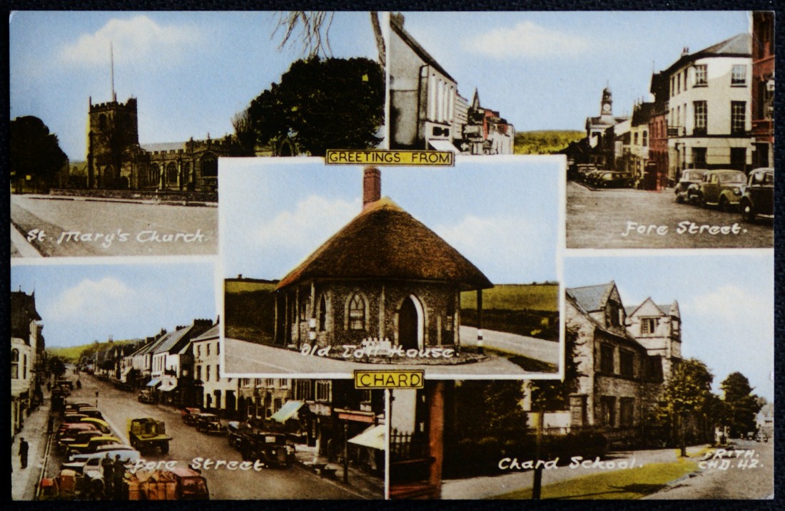 Chard Postcard Somerset St. Mary's Church Fore Street Old Toll House