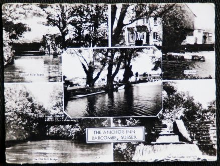 Barcombe Postcard Sussex Anchor Inn Fish Ladder And Falls Real Photo