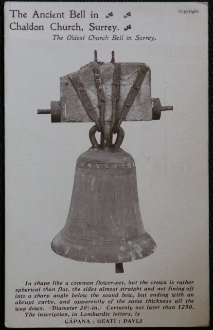 Chaldon Surrey Postcard Church Bell Vintage Postcard