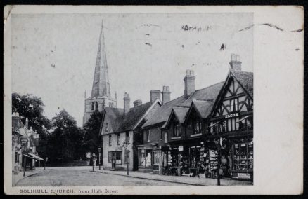 Solihull Postcard High Street & Church Vintage View Elcox Shop