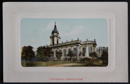 Birmingham Cathedral Imposing Vintage Rectangular Inset Postcard