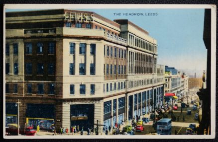 Leeds Postcard The Headrow Lewis's Shopfront Vintage 1957