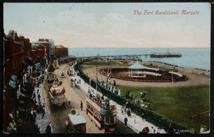 Tram Margate Fort Bandstand  Pier 1910 Postcard