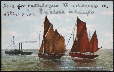 Lowestoft Ship Smacks Steamer 1911 Postcard