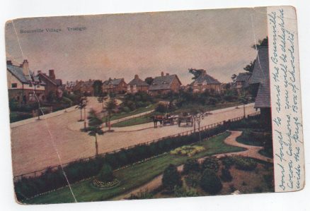 Bournville Village Triangle Vintage Postcard