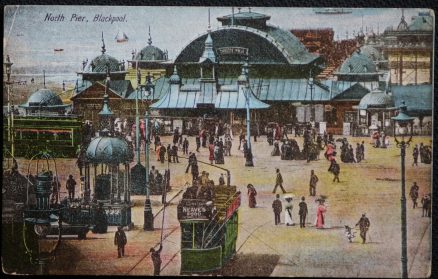 Blackpool North Pier Tram Vintage Postcard