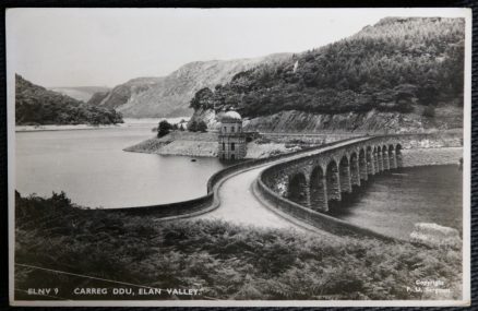 Carreg Ddu Elan Valley RPPC 1958 Postcard