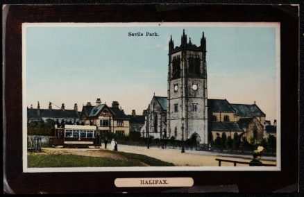 Halifax Tram Savile Park Vintage Postcard