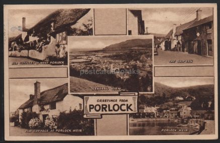 Porlock Ship Inn Photochrom 1954 Postcard