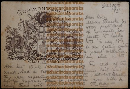 Commonwealth One Empire 1901 Postcard