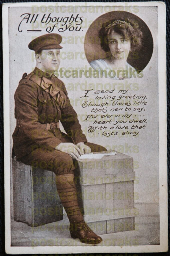 Military Postcard All Thoughts Of You 1916