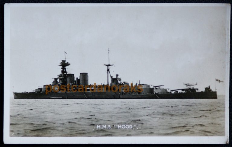 H.M.S. Hood Ship Sellicks Plymouth Postcard