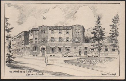 Jasper Alberta Athabasca Hotel Postcard