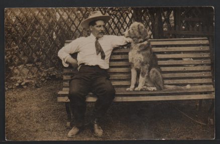 Man And Dog Vintage c.1918 Postcard