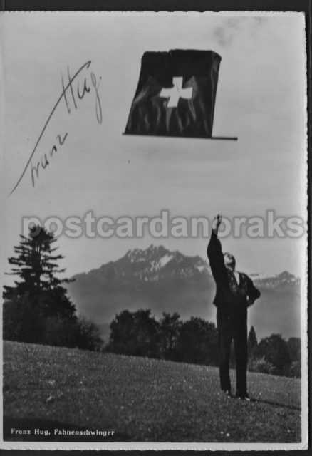 Franz Hug Flag Waiver Signed Postcard