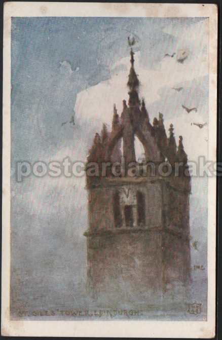 St. Giles Tower Edinburgh Vintage Postcard