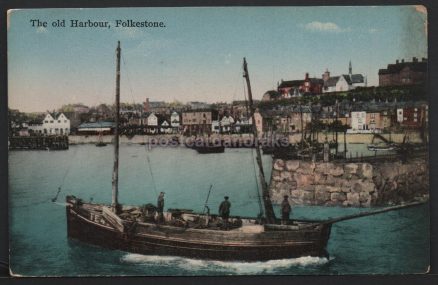 Folkestone Harbour Ships  1933 Postcard