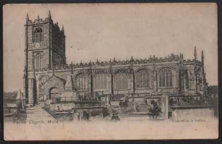 Mold Parish Church Wales 1906 Postcard