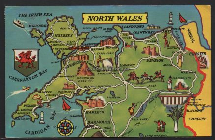 Map Denbigh Barmouth Bangor Postcard