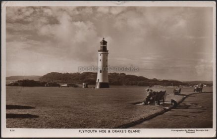 Lighthouse Plymouth Hoe 1951 Postcard