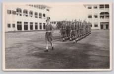 Soldiers Marching Barracks RPPC Gevaert Postcard